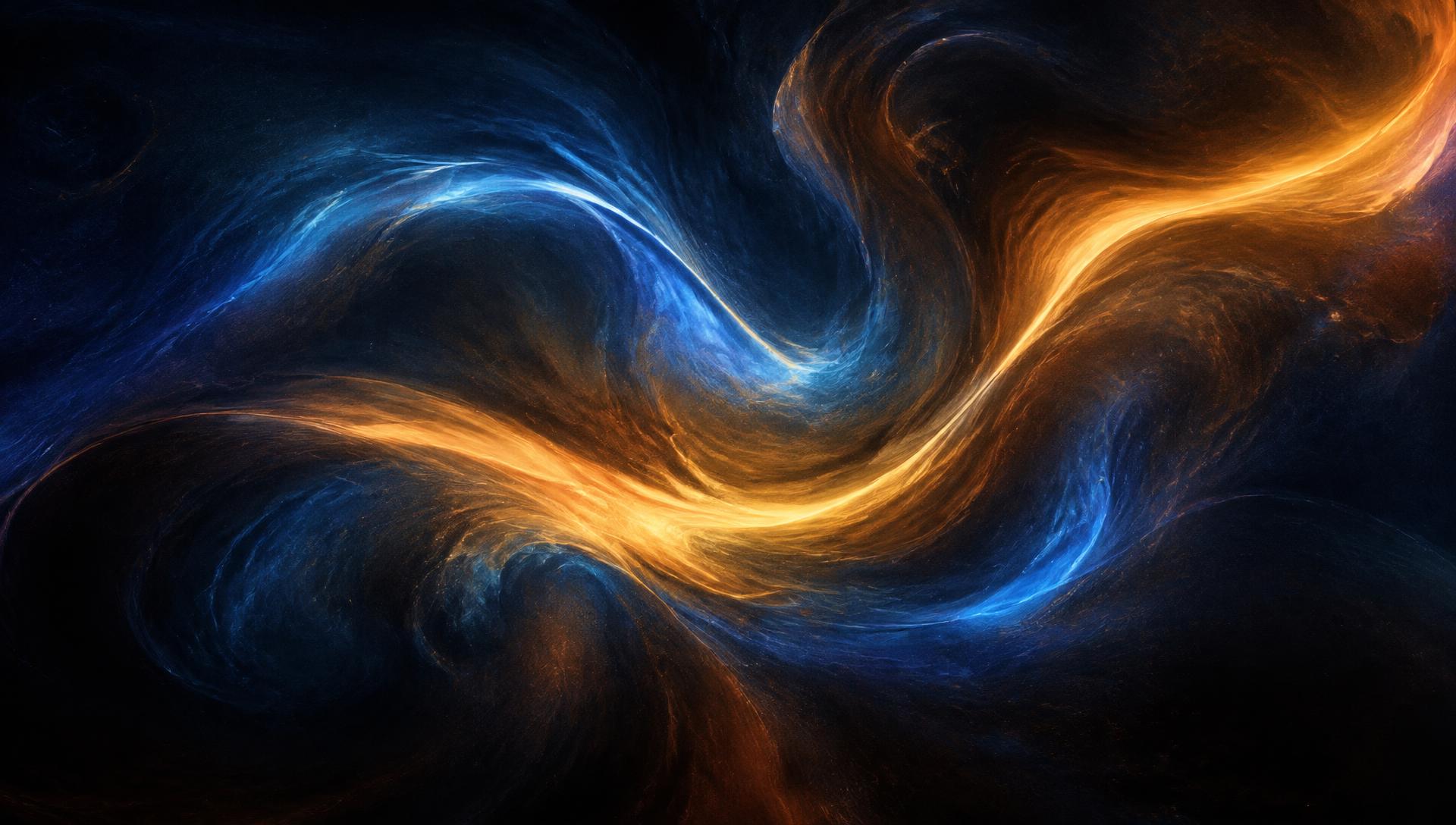 Abstract light ribbons generated in the studio